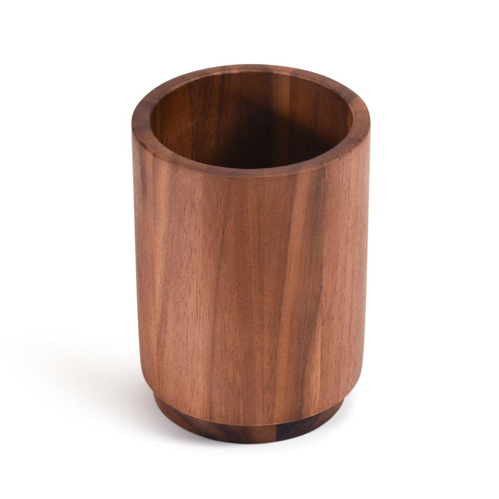Acacia Wood Rotating Lazy Susan Utensil Holder | Handcrafted Kitchen Organizer