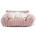 Pet Sofa with Removable Washable Cover, All-Season Pet Mattress with Rabbit Fur Plush Dog Bed