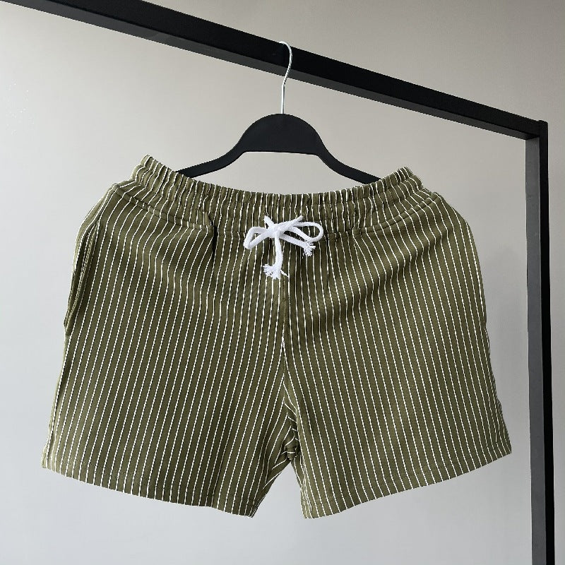 Summer striped cropped shorts for men and women's sports and casual shorts