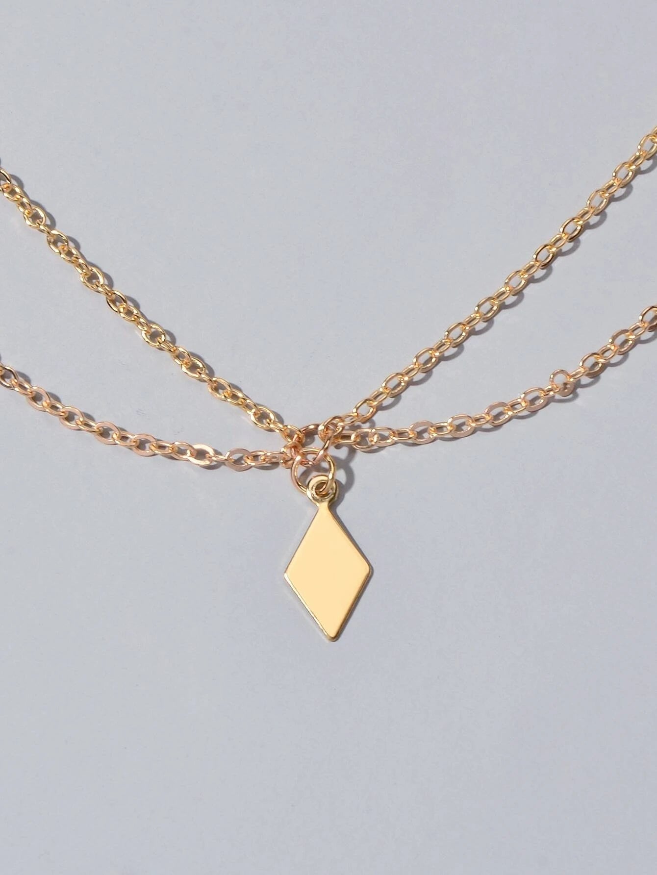 Bohemian Foot Beach Jewellery Double Layer Chain Rhombus Geometric Charm Anklet