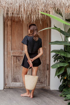 Praya Day Bag | Handwoven Borneo Rattan Circle Bag from Bali