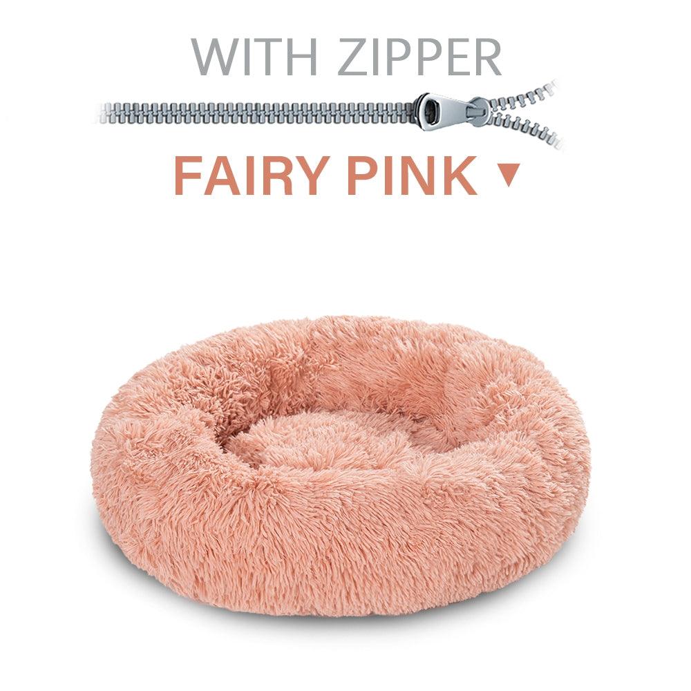 SnugglePaws Plush Donut Pet Bed | Cozy Calming Bed for Dogs & Cats