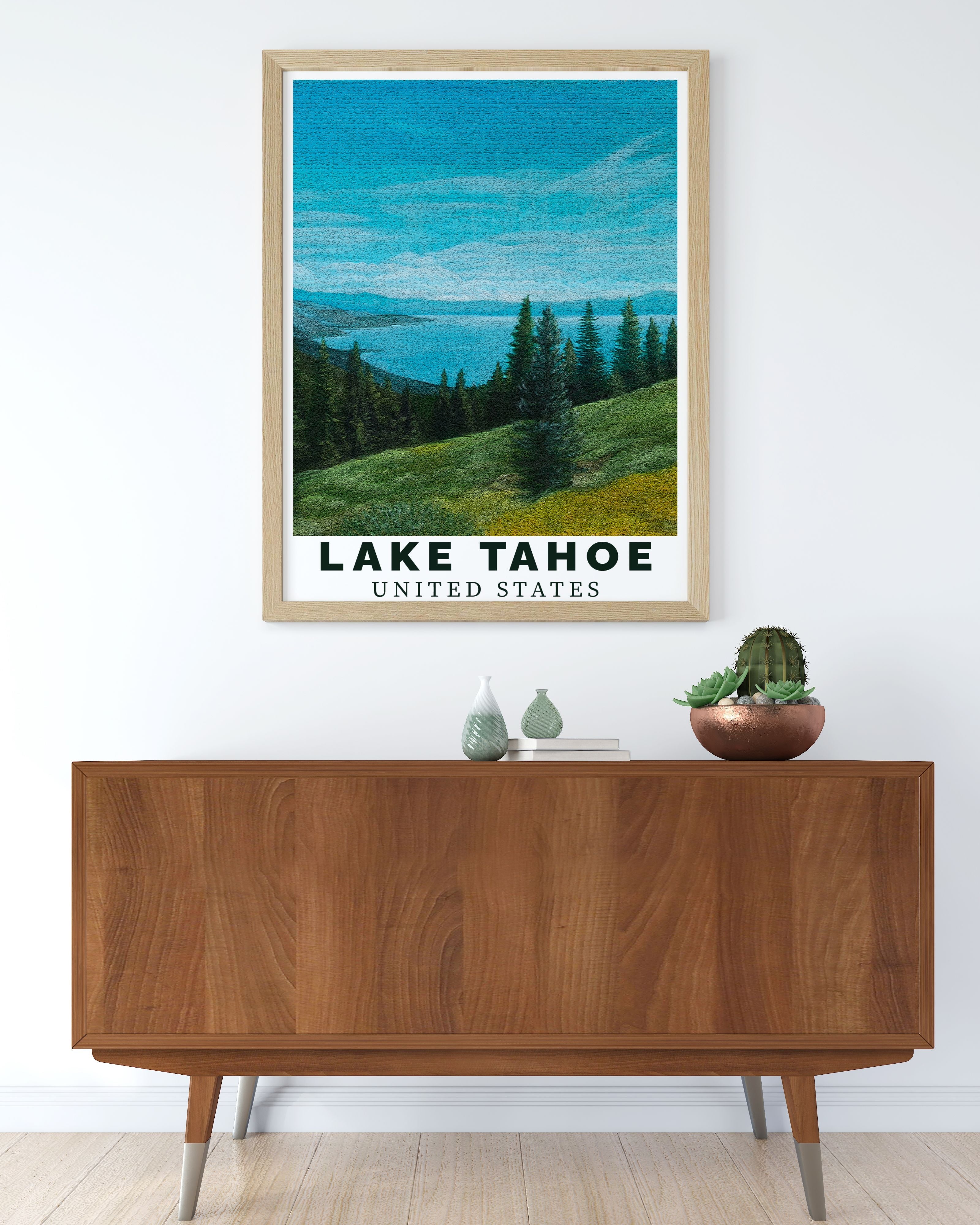 Lake Tahoe  Art - Summer Blue  Home Decor - United States  Living Room Decor