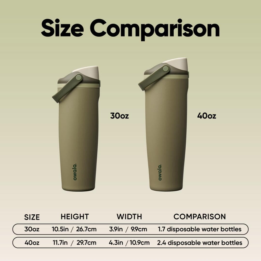 Owala FreeSip Sway Insulated Stainless Steel Water Bottle with Two-Way Spout, Built-In Straw and Bucket Handle, Made for Travel, School, and Sports, 30oz, BPA Free, Leak Proof, Putting Green
