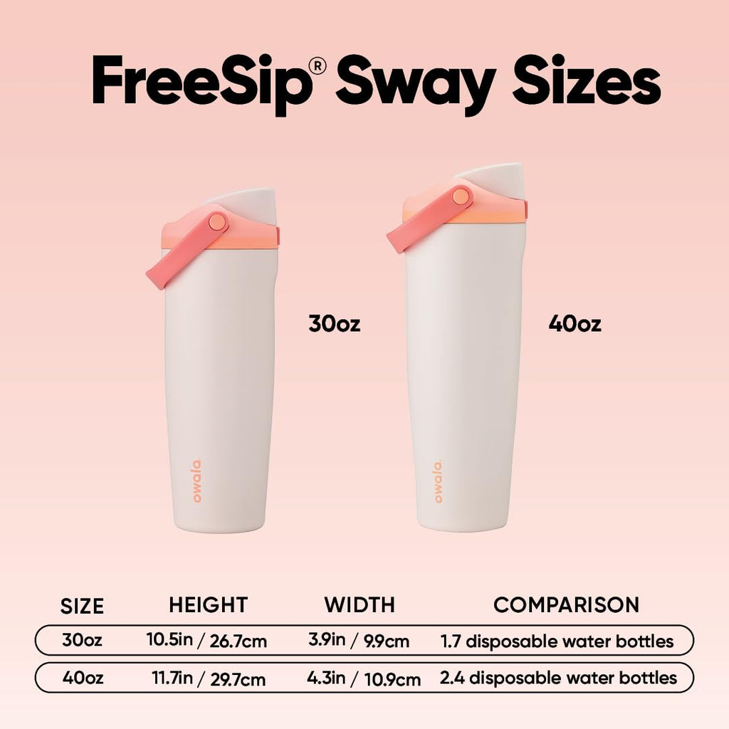 Owala FreeSip Sway Insulated Stainless Steel Water Bottle with Two-Way Spout, Built-In Straw and Bucket Handle, Made for Travel, School, and Sports, 30oz, BPA Free, Leak Proof, Putting Green