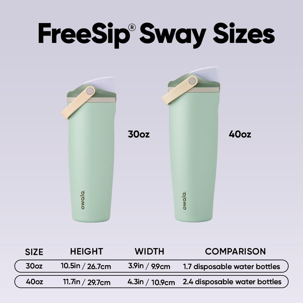 Owala FreeSip Sway Insulated Stainless Steel Water Bottle with Two-Way Spout, Built-In Straw and Bucket Handle, Made for Travel, School, and Sports, 30oz, BPA Free, Leak Proof, Putting Green