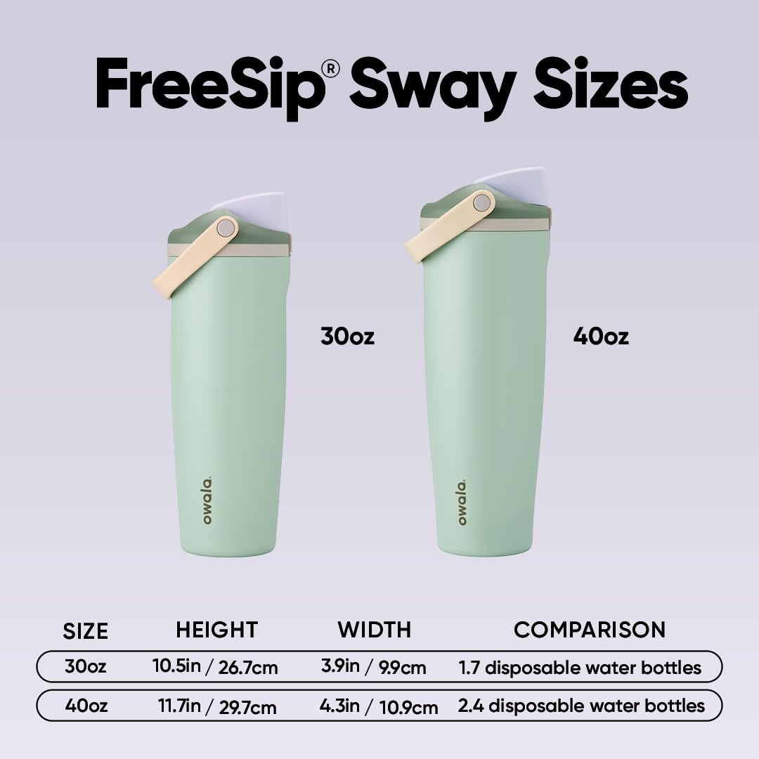 Owala FreeSip Sway Insulated Stainless Steel Water Bottle with Two-Way Spout, Built-In Straw and Bucket Handle, Made for Travel, School, and Sports, 30oz, BPA Free, Leak Proof, Putting Green