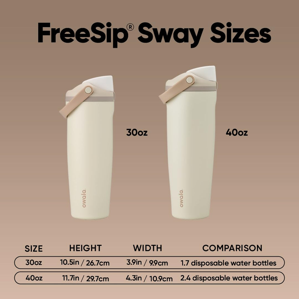 Owala FreeSip Sway Insulated Stainless Steel Water Bottle with Two-Way Spout, Built-In Straw and Bucket Handle, Made for Travel, School, and Sports, 30oz, BPA Free, Leak Proof, Putting Green