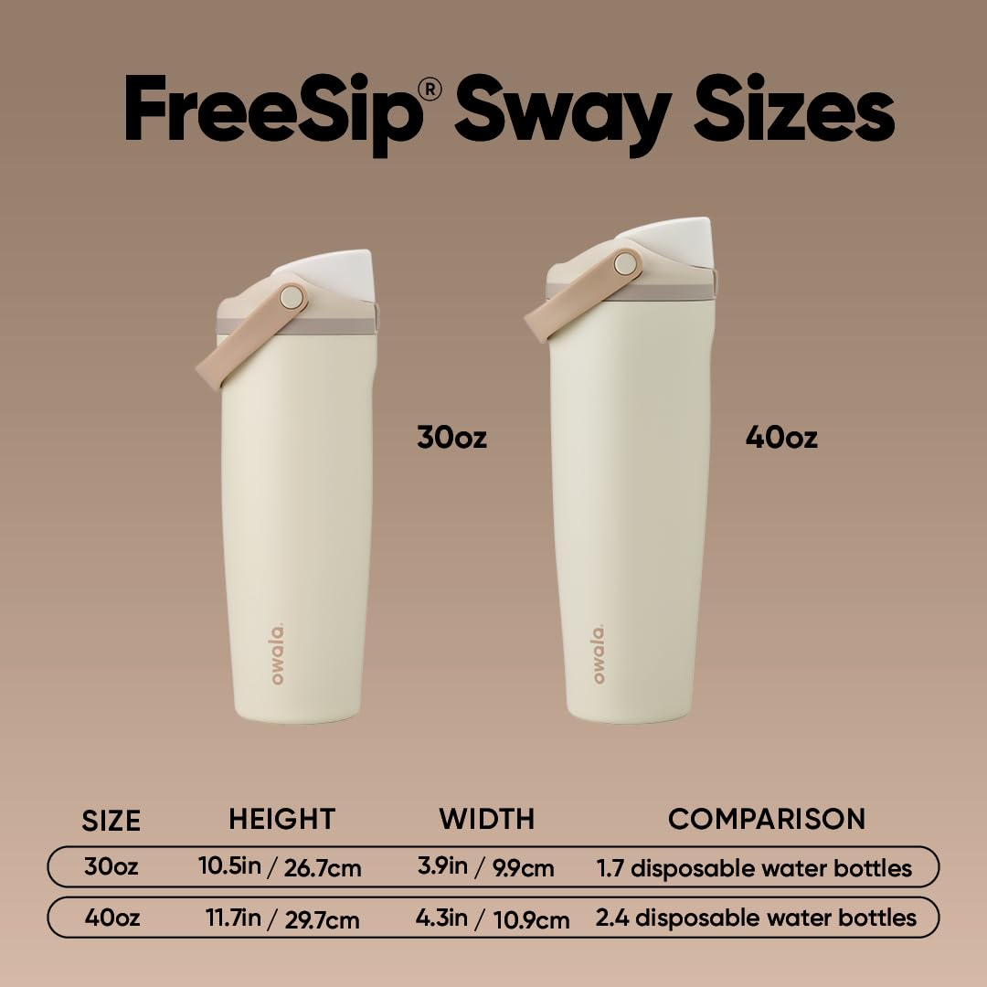 Owala FreeSip Sway Insulated Stainless Steel Water Bottle with Two-Way Spout, Built-In Straw and Bucket Handle, Made for Travel, School, and Sports, 30oz, BPA Free, Leak Proof, Putting Green
