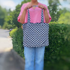 Check Yourself Zipped Tote Bag | Checkered Everyday Tote with Zipper