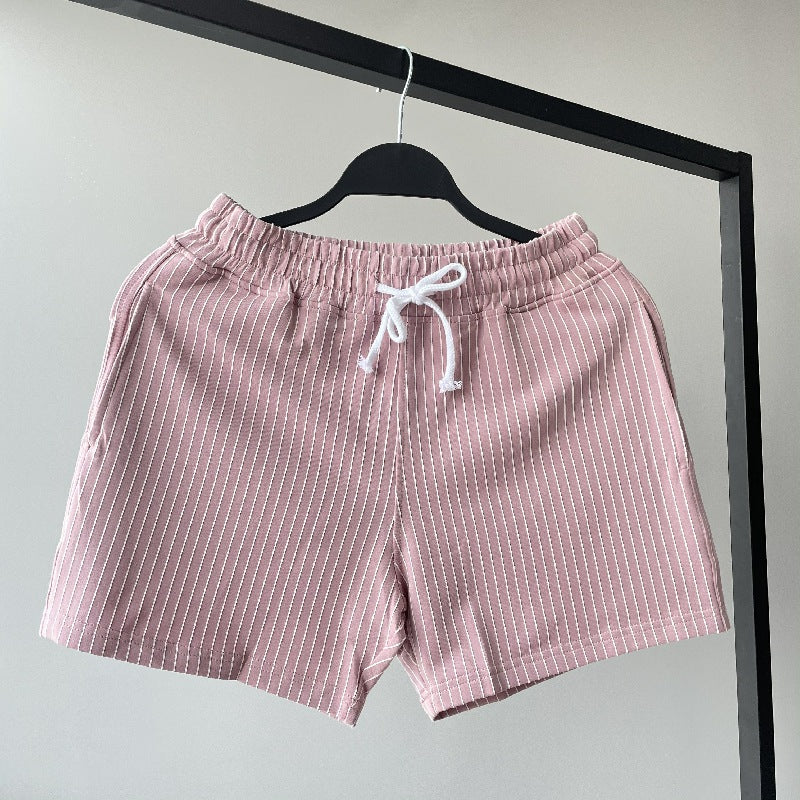 Summer striped cropped shorts for men and women's sports and casual shorts