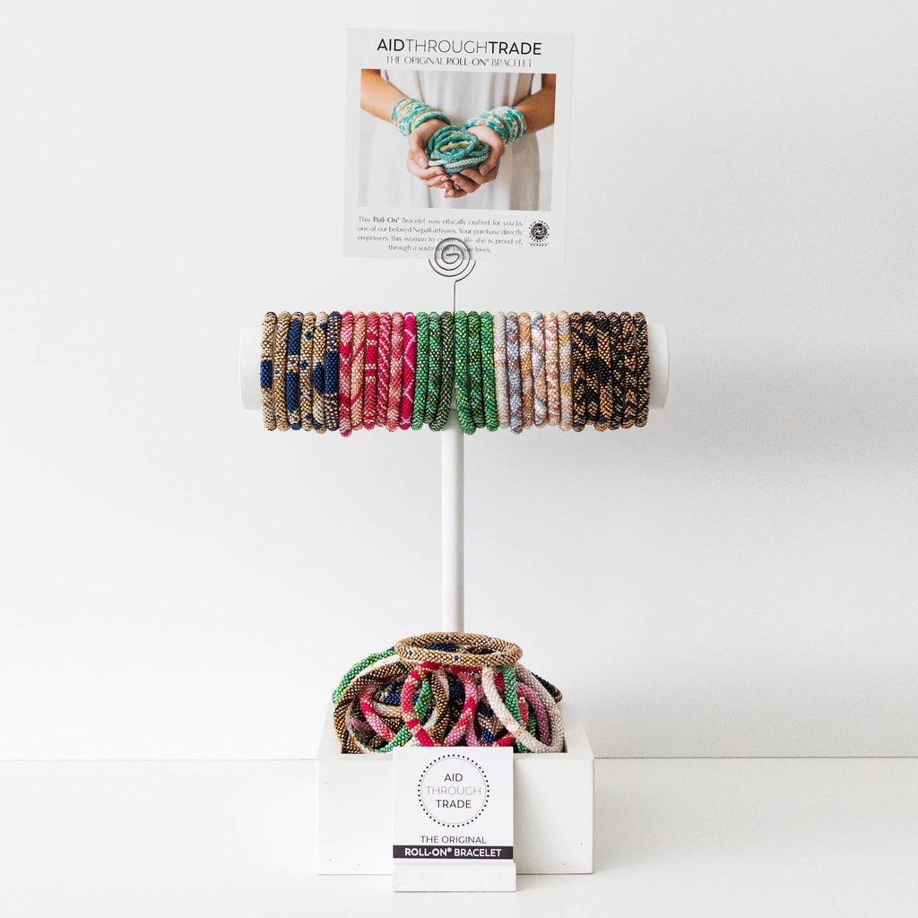 Roll-On® Bracelet – Handcrafted Nepal Bracelet | Glass Beads & Hand-Dyed Cotton