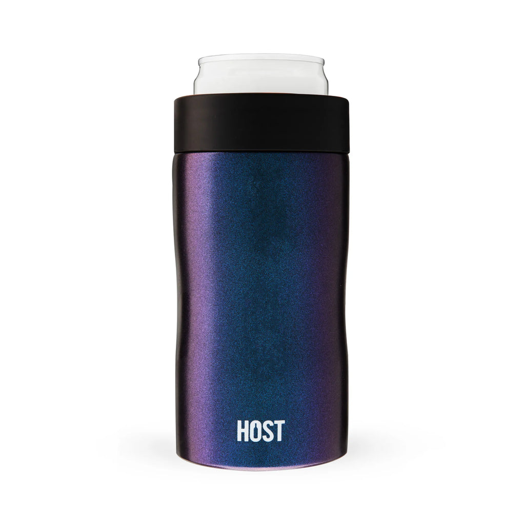 HOST Stay-Chill Slim Can Cooler – Double-Wall Stainless Steel Insulated Beverage Holder | Fits 12 oz Slim Cans | Galaxy Black