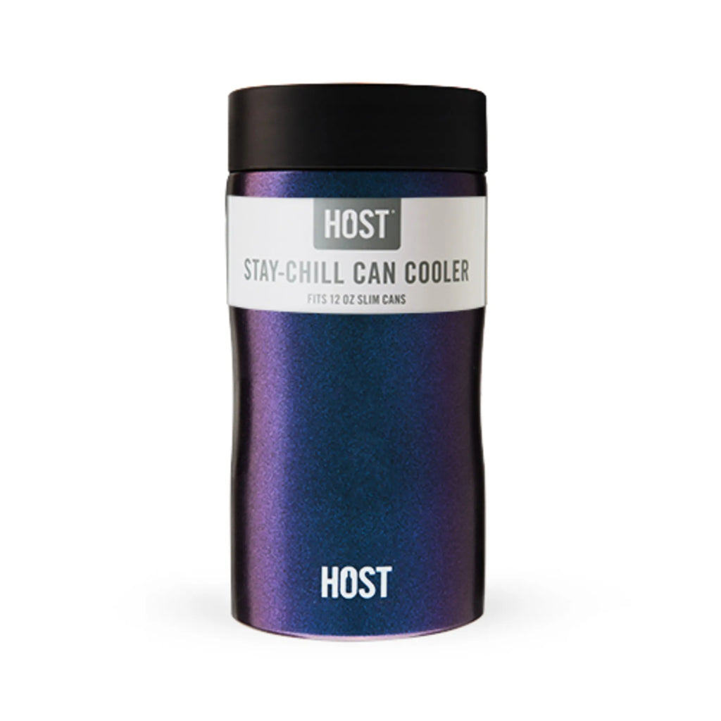 HOST Stay-Chill Slim Can Cooler – Double-Wall Stainless Steel Insulated Beverage Holder | Fits 12 oz Slim Cans | Galaxy Black