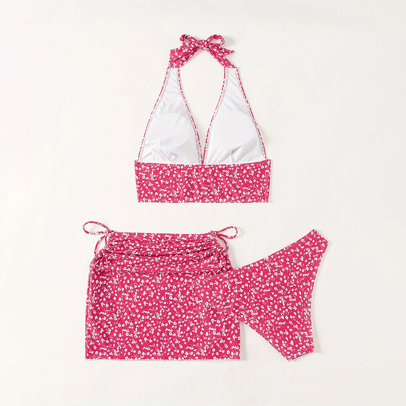 Sexy Printed Bikini Three-Piece Swimwear Set for Women,