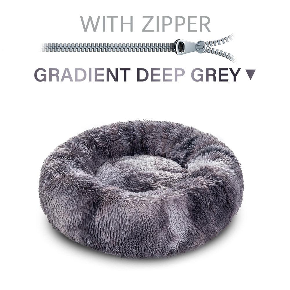 SnugglePaws Plush Donut Pet Bed | Cozy Calming Bed for Dogs & Cats