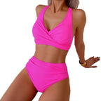 Swimsuit split body women's strapless high waist solid color bikini