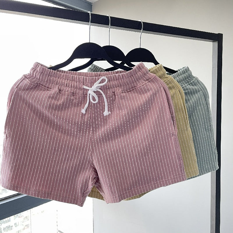 Summer striped cropped shorts for men and women's sports and casual shorts