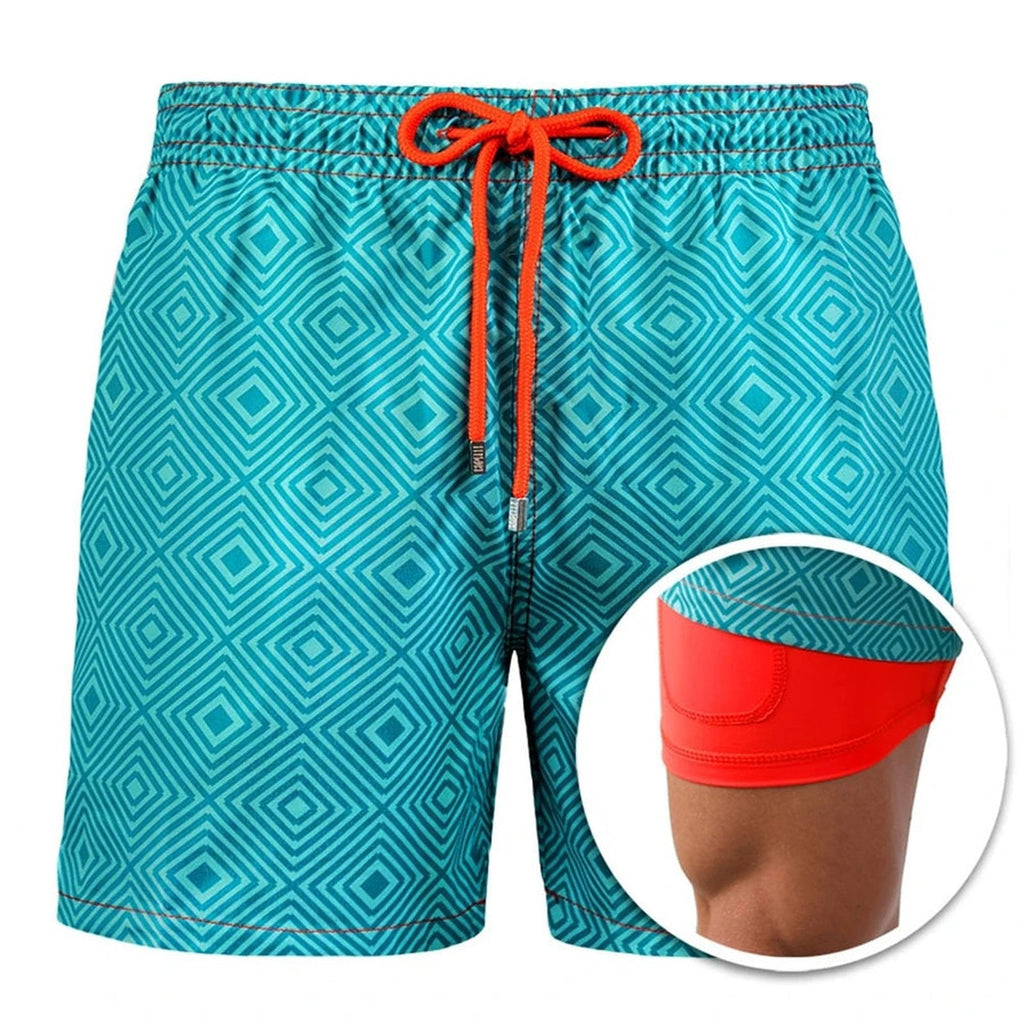 2022 Summer Shorts Men's Beach Pants Sports Pants Printed Double-Layer Shorts Men's Casual Quick-Drying Floral Shorts Men