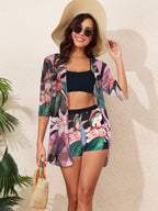 High waist flat angle split bikini women's swimsuit