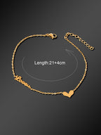 Minimalist Beach Foot Jewelry Gold Chain Heart Charm Love Letter Anklet Bracelet