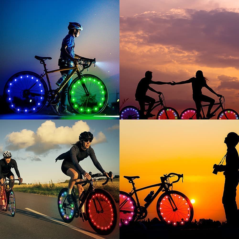 LED Bike Wheel Spoke Lights | 2-Pack, Color Glow, 8-Hour Battery Life