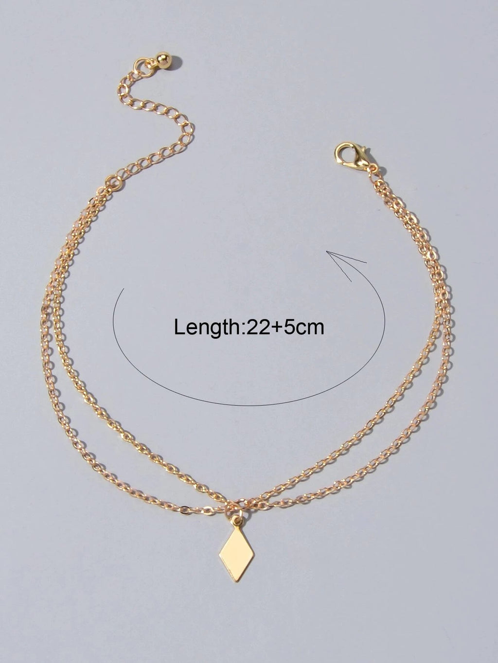 Bohemian Foot Beach Jewellery Double Layer Chain Rhombus Geometric Charm Anklet