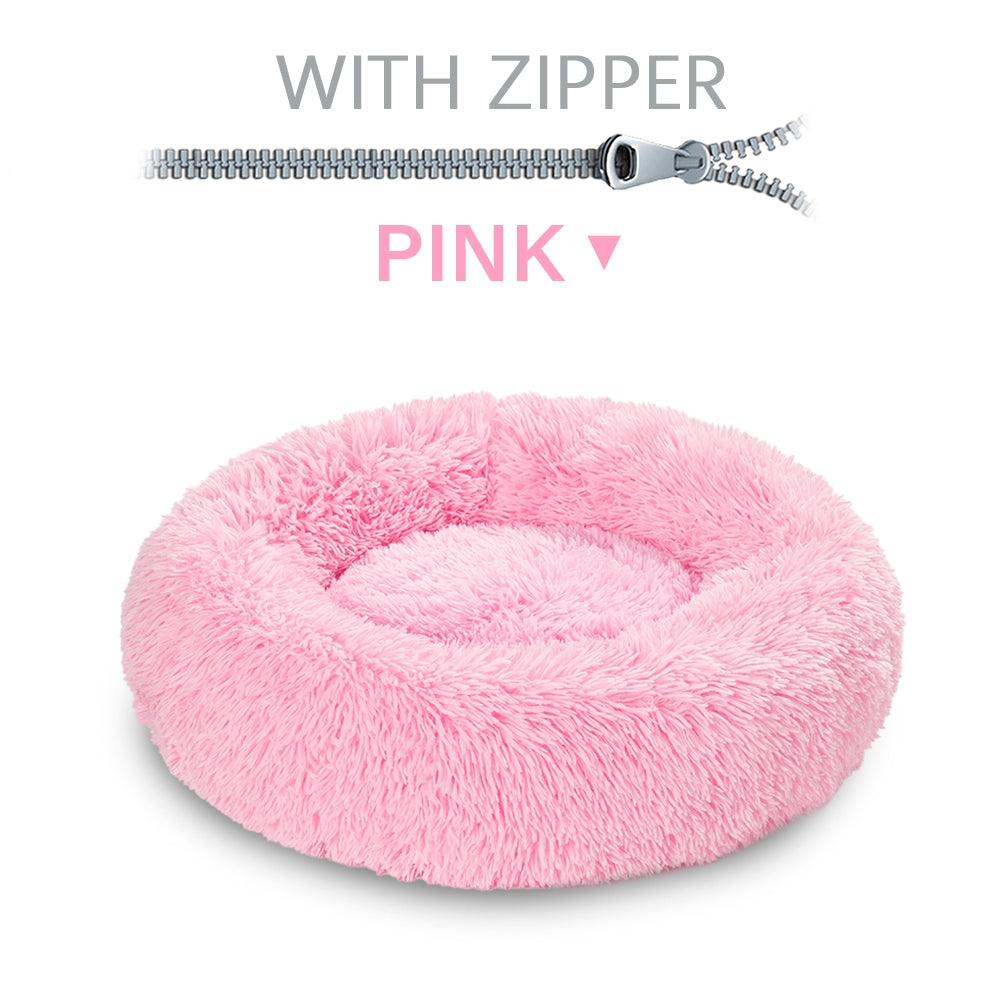 SnugglePaws Plush Donut Pet Bed | Cozy Calming Bed for Dogs & Cats