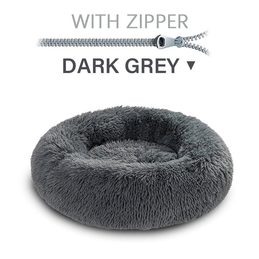 SnugglePaws Plush Donut Pet Bed | Cozy Calming Bed for Dogs & Cats