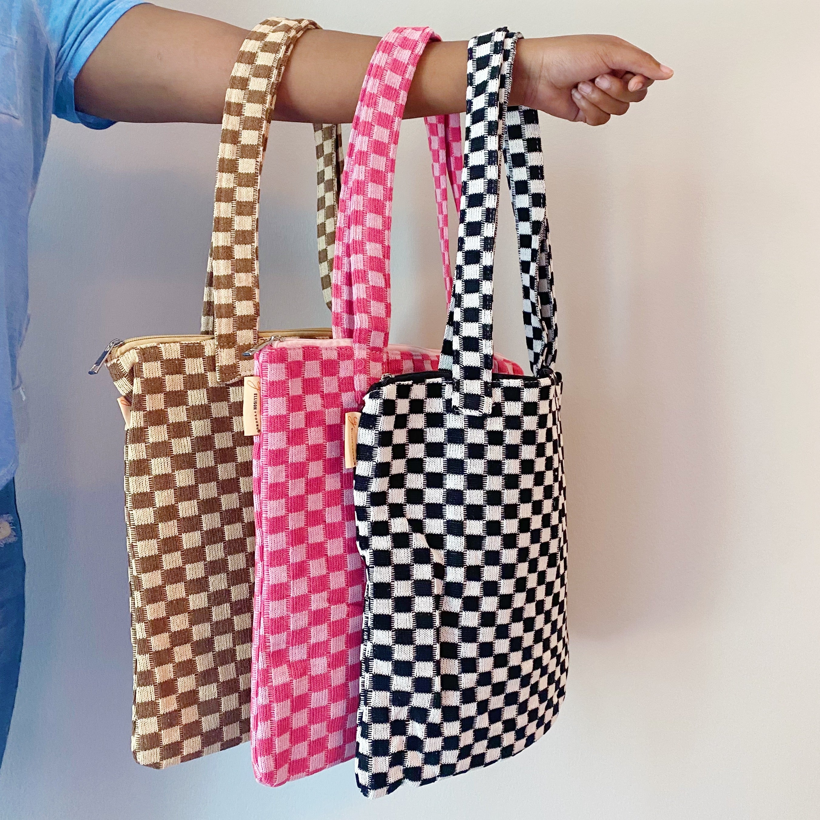 Check Yourself Zipped Tote Bag | Checkered Everyday Tote with Zipper
