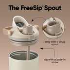 Owala FreeSip Sway Insulated Stainless Steel Water Bottle with Two-Way Spout, Built-In Straw and Bucket Handle, Made for Travel, School, and Sports, 30oz, BPA Free, Leak Proof, Putting Green
