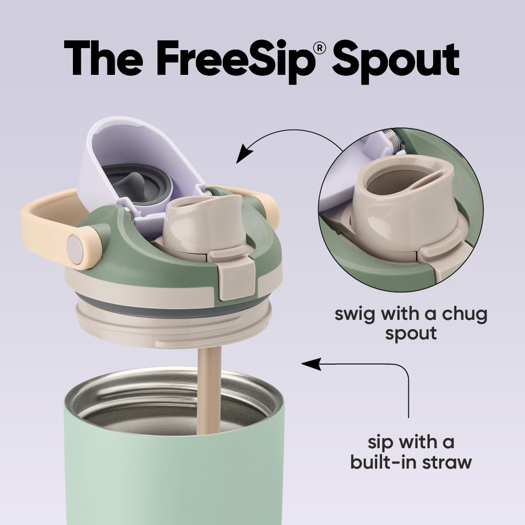 Owala FreeSip Sway Insulated Stainless Steel Water Bottle with Two-Way Spout, Built-In Straw and Bucket Handle, Made for Travel, School, and Sports, 30oz, BPA Free, Leak Proof, Putting Green