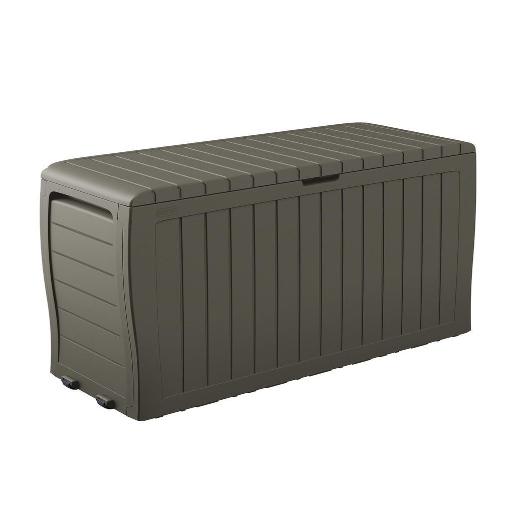 Keter Marvel Plus 71 Gallon Resin Outdoor Storage Box for Patio Furniture Cushions, Throw Pillows, Garden Tools and Pool Floats, Beige