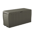Keter Marvel Plus 71 Gallon Resin Outdoor Storage Box for Patio Furniture Cushions, Throw Pillows, Garden Tools and Pool Floats, Beige