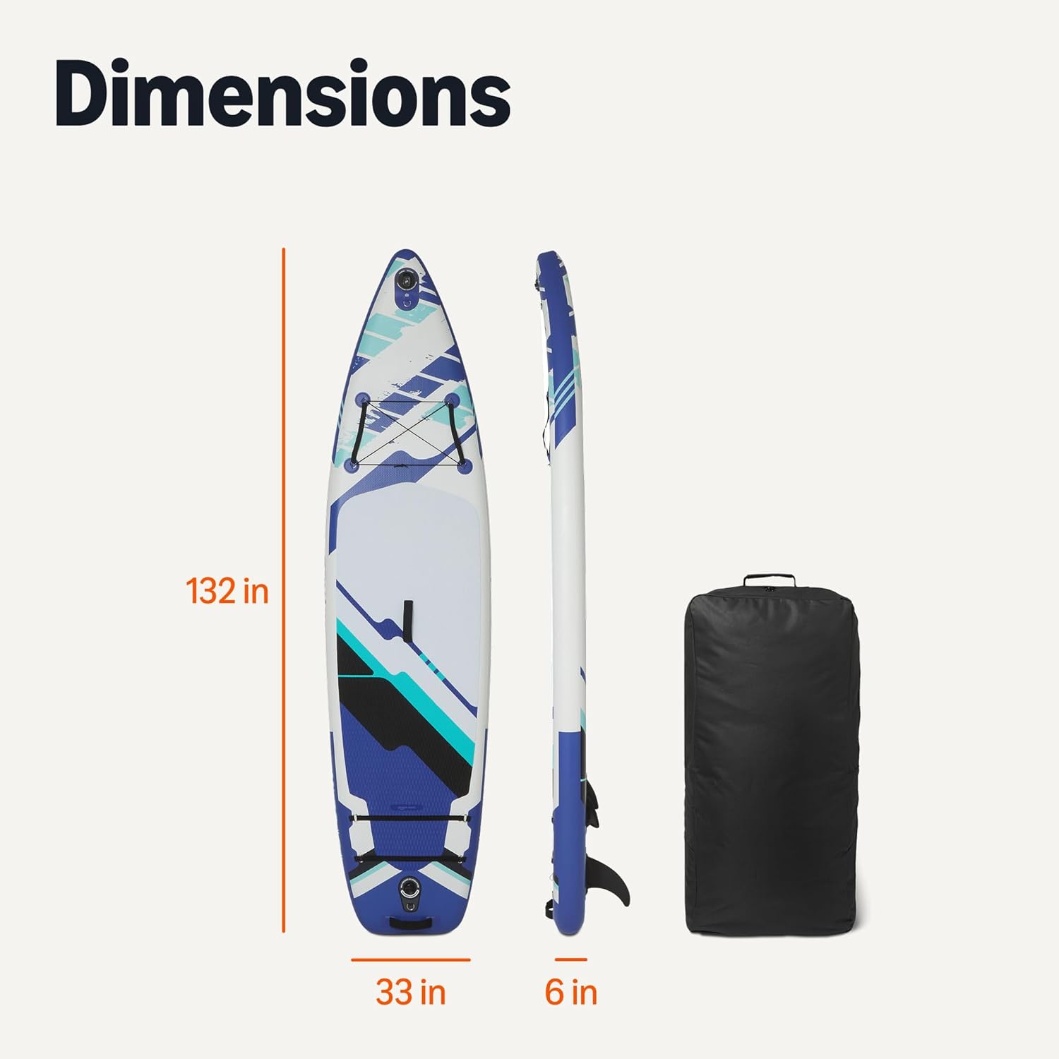 Amazon Basics Inflatable Stand Up Paddleboard | 132" x 33" | Full Accessory Kit Included