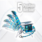 Portable Lay-Flat Beach Chair | 2-Pack | 5-Position Backpack Chair with Cup Holder