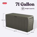 Keter Marvel Plus 71 Gallon Resin Outdoor Storage Box for Patio Furniture Cushions, Throw Pillows, Garden Tools and Pool Floats, Beige