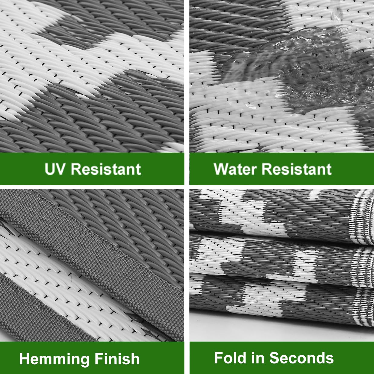 RURALITY Outdoor Rugs 8'x10' Waterproof for Patios Clearance,Plastic Straw Mats for RV, Camping,Backyard,Porch,Deck,Balcony,Reversible,Geometric