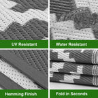RURALITY Outdoor Rugs 8'x10' Waterproof for Patios Clearance,Plastic Straw Mats for RV, Camping,Backyard,Porch,Deck,Balcony,Reversible,Geometric