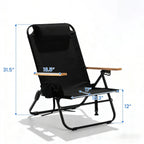 Portable Lay-Flat Beach Chair | 2-Pack | 5-Position Backpack Chair with Cup Holder