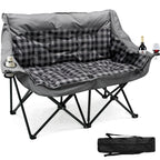 DoCred Double Camping Loveseat Chair | 2-Person | 660 lb Capacity | Cup Holders & Side Pockets