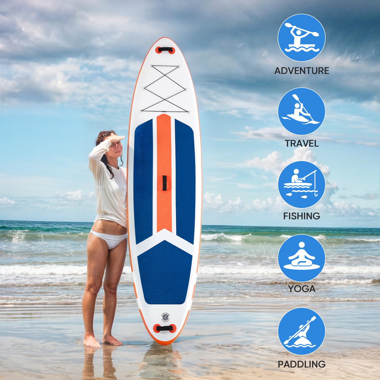 Sweetcrispy Inflatable Stand Up Paddle Board | Wide Stable Design | All Skill Levels | Full Accessories