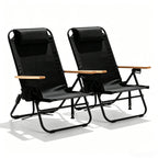 Portable Lay-Flat Beach Chair | 2-Pack | 5-Position Backpack Chair with Cup Holder