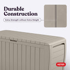 Keter Marvel Plus 71 Gallon Resin Outdoor Storage Box for Patio Furniture Cushions, Throw Pillows, Garden Tools and Pool Floats, Beige