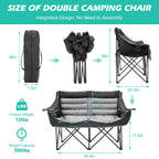 DoCred Double Camping Loveseat Chair | 2-Person | 660 lb Capacity | Cup Holders & Side Pockets