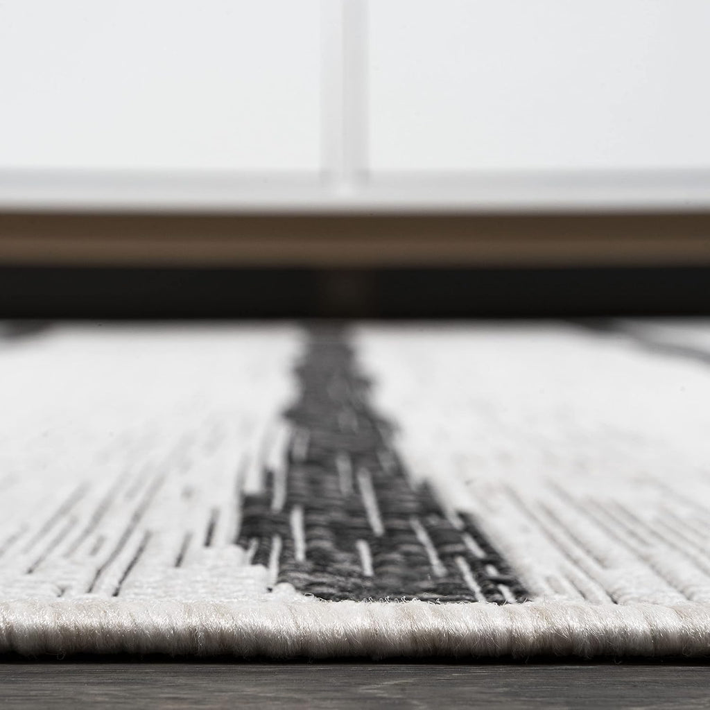 JONATHAN Y Berber Stripe Indoor/Outdoor Area Rug 5x8 – Blue & Ivory