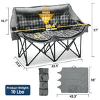 DoCred Double Camping Loveseat Chair | 2-Person | 660 lb Capacity | Cup Holders & Side Pockets