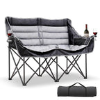 DoCred Double Camping Loveseat Chair | 2-Person | 660 lb Capacity | Cup Holders & Side Pockets