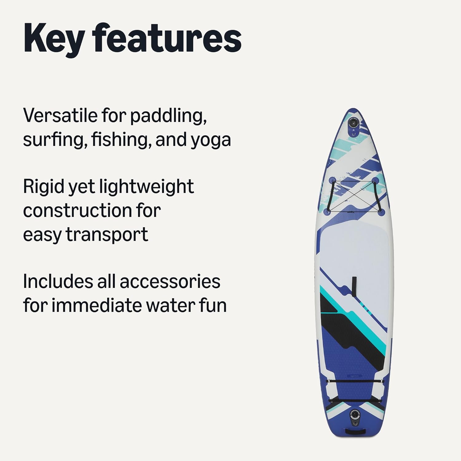 Amazon Basics Inflatable Stand Up Paddleboard | 132" x 33" | Full Accessory Kit Included