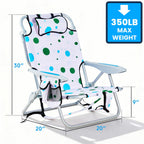 Portable Lay-Flat Beach Chair | 2-Pack | 5-Position Backpack Chair with Cup Holder